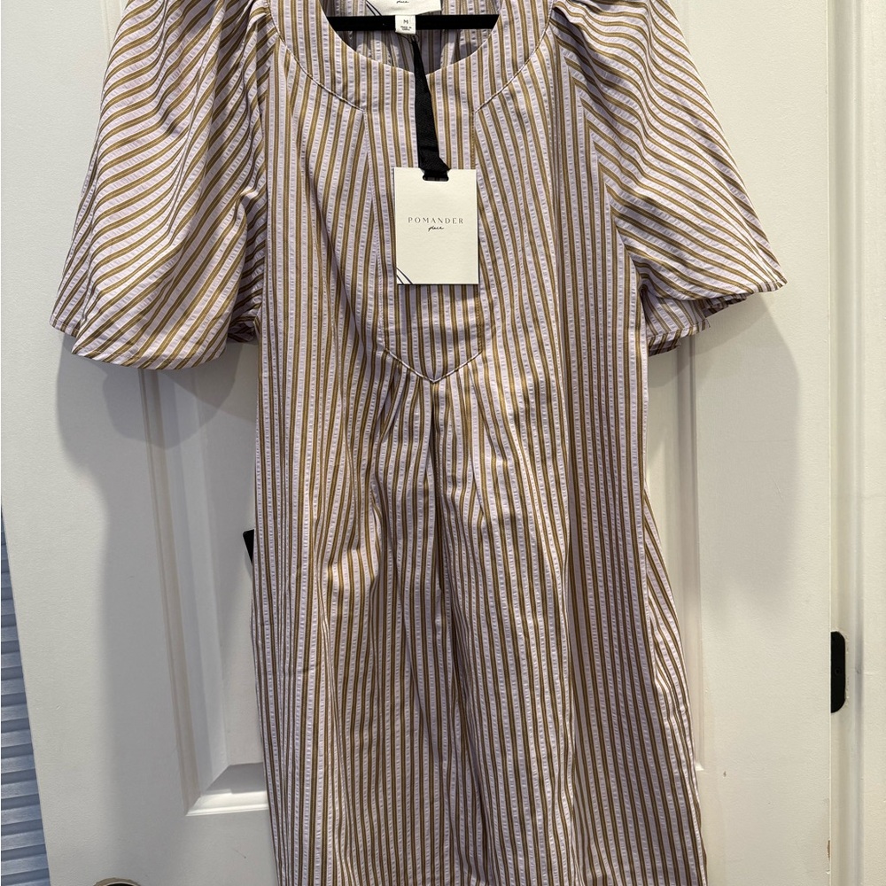 Pomander Place lilac and tan Striped Dress